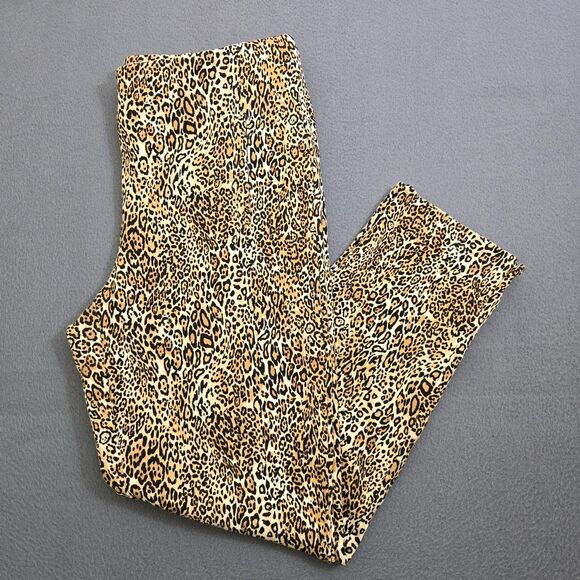 Chicos Pants Womens 1 US 8 Brown Cheetah Print So Slimming Juliet Ankle Pull On - Picture 1 of 12